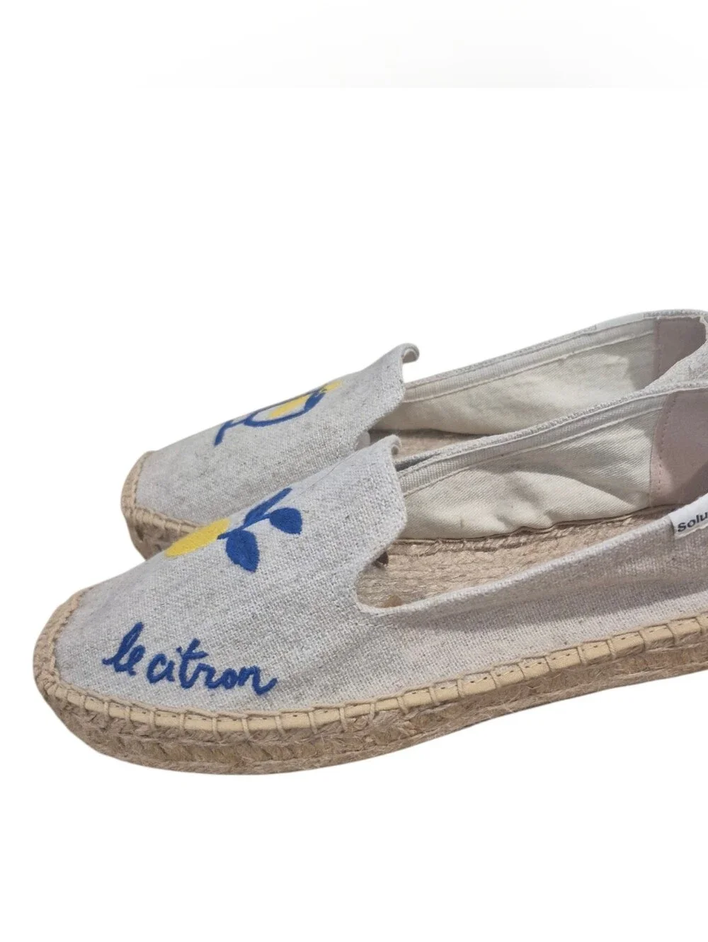 New Soludos Limoncello Espadrille Smoking Size 7 Loafer Shoes Tan Lemon